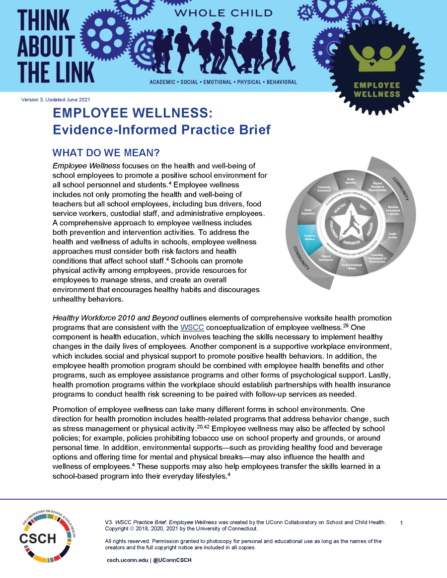 Cover page of Employee Wellness Brief